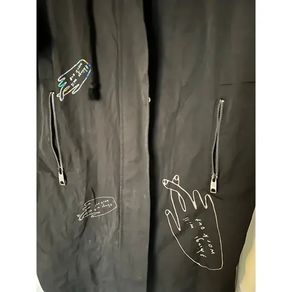 Black jacket windbreaker Korean us size xxs - Picture 4 of 9